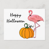 Flamingo Halloween Pompoen Briefkaart (Voorkant)