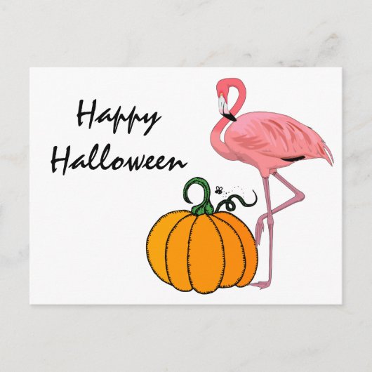 Flamingo Halloween pompoen Briefkaart (Voorkant)