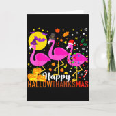 Flamingo Halloween Thanksgiving Christmas Hallowth Kaart (Voorkant)