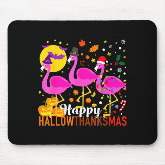 Flamingo Halloween Thanksgiving Christmas Hallowth Muismat (Voorkant)