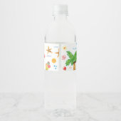 Flamingo Hand Drawn Water Labels Waterfles Etiket (Achterkant)