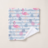 Flamingo Handdoek - Roze & Blauw (Wasdoekje)