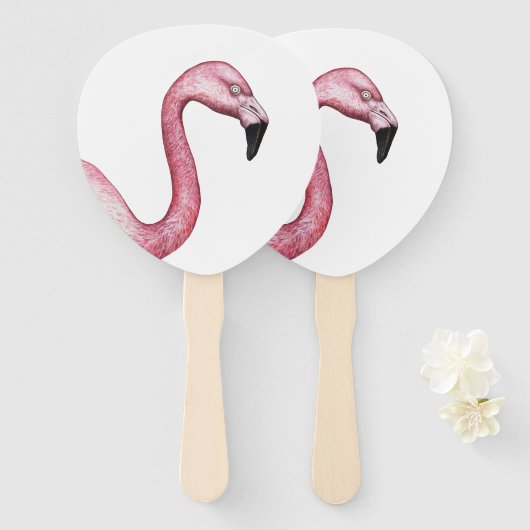 Flamingo Handwaaier (Voorkant en achterkant)