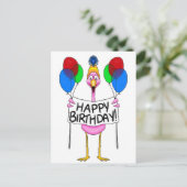 Flamingo Happy Birthday-ballonnen Briefkaart (Staand voorkant)