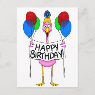 Flamingo Happy Birthday-ballonnen Briefkaart