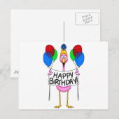 Flamingo Happy Birthday-ballonnen Briefkaart (Voorkant / Achterkant)