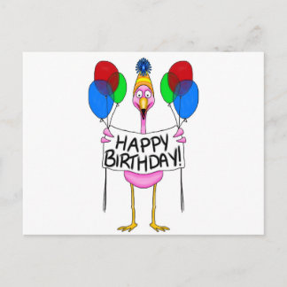 Flamingo Happy Birthday-ballonnen Briefkaart