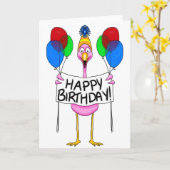 Flamingo Happy Birthday-ballonnen Kaart (Gele Bloem)