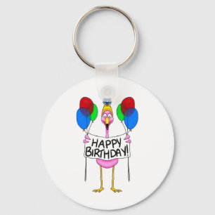Flamingo Happy Birthday-ballonnen Sleutelhanger