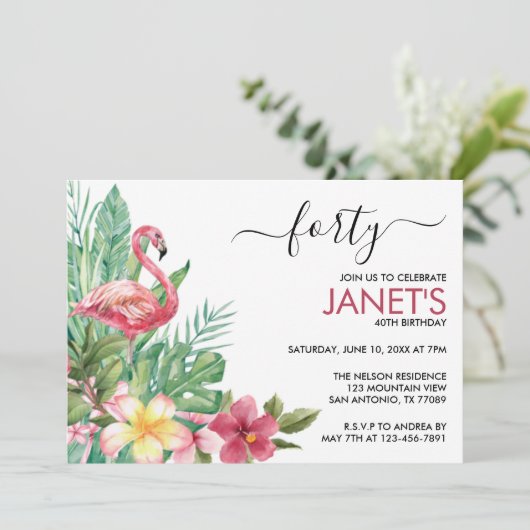 Flamingo Happy Birthday Kaart (Staand voorkant)