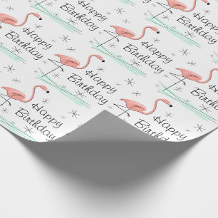 Flamingo "Happy Birthday" verpakkingspapier Cadeaupapier