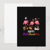 Flamingo Happy HalloBedanktMas Thanksgiving Christ Kaart (Voorkant / Achterkant)