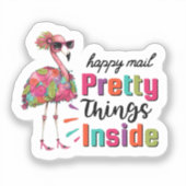 Flamingo Happy Mail  dingen in de Sticker (Voorkant)
