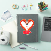 Flamingo Hart & Hibiscus Bloem met Monogram Sticker (iPad Cover)