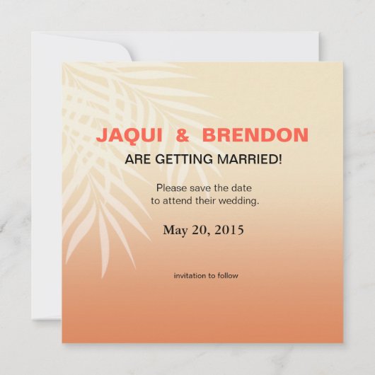 Flamingo Hart Kus Bewaar de datum | perzik Kaart (Achterkant)