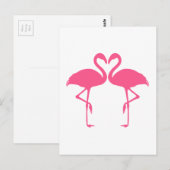 Flamingo hart, twee roze flamingos uit liefde briefkaart (Voorkant / Achterkant)