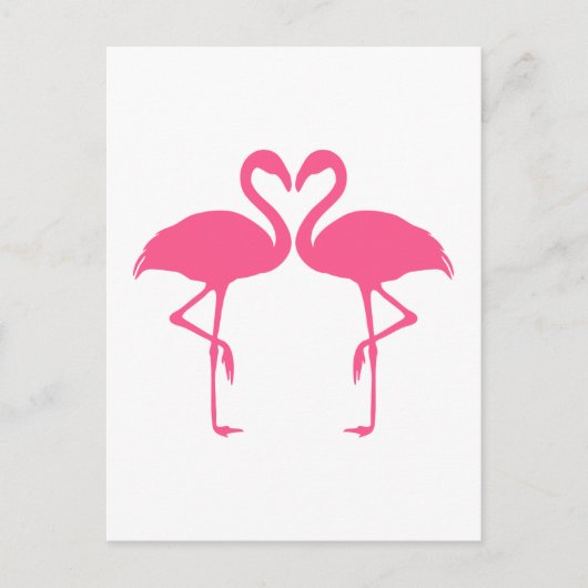 Flamingo hart, twee roze flamingos uit liefde briefkaart (Voorkant)