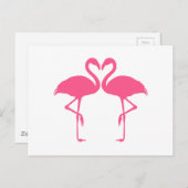 Flamingo hart, twee roze flamingos uit liefde briefkaart (Voorkant / Achterkant)