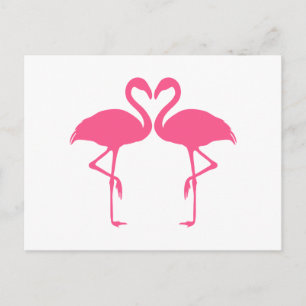 Flamingo hart, twee roze flamingos uit liefde briefkaart