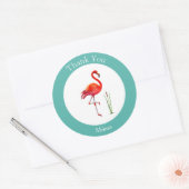 Flamingo Hartelijk dank voor Light Blue & White Ronde Sticker (Envelop)