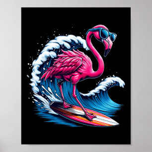 Flamingo Hawaïaanse Surfstrand Zomer Golf Poster