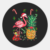 Flamingo Hawaiian Ne Christmas Lights Xmas  Ronde Sticker (Voorkant)