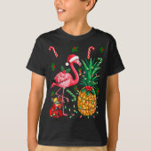 Flamingo Hawaiian Ne Christmas Lights Xmas  T-shirt (Voorkant)