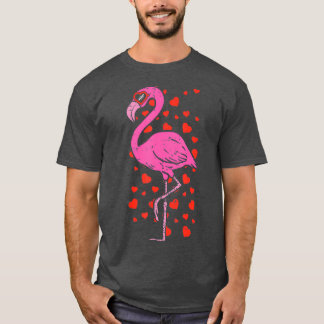 Flamingo Heart Glasses Cute Valentines Day Bird T-shirt