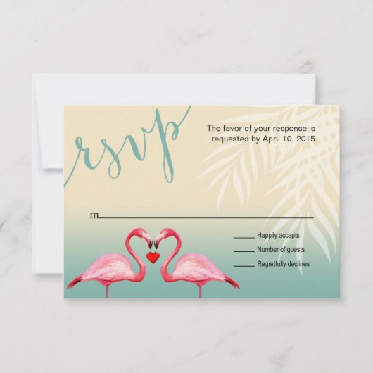 Flamingo Heart Kiss RSVP | Moutblauw (Voorkant)