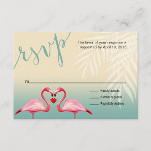 Flamingo Heart Kiss RSVP Moutblauw Kaartje