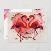 Flamingo/Heart — Postkarte/briefkaart Vorlage Briefkaart (Voorkant / Achterkant)