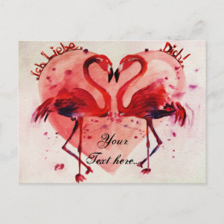 Flamingo/Heart — Postkarte/briefkaart Vorlage Briefkaart