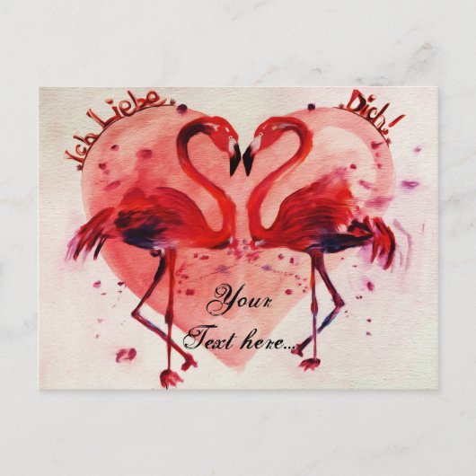 Flamingo/Heart — Postkarte/briefkaart Vorlage Briefkaart (Voorkant)