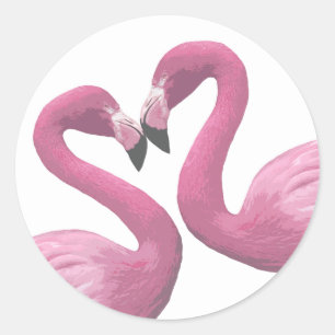 Flamingo Heart Ronde Sticker