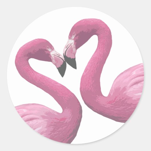 Flamingo Heart Ronde Sticker (Voorkant)
