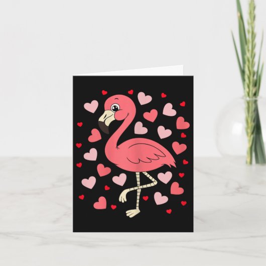 Flamingo Heart Valentijnsdag Cute Bird Lov Kaart (Voorkant)