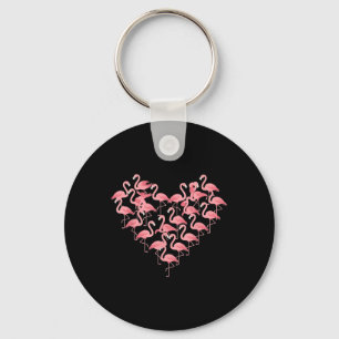 Flamingo Heart Valentijnsdag Romantisch Roze Vogel Sleutelhanger