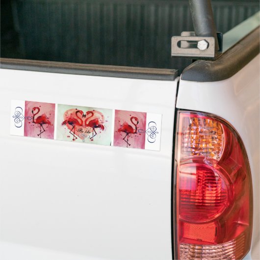 Flamingo/Heart (wees als) - Autoaufkleber Bumpersticker (Op Truck)