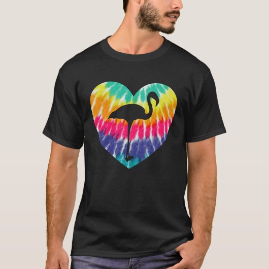 Flamingo Heart With Tie dye Print For Flamingo T-shirt (Voorkant)