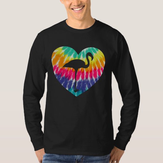 Flamingo Heart With Tie dye Print For Flamingo T-shirt (Voorkant)