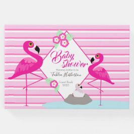Flamingo heet roze grafisch baby shower gastenboek