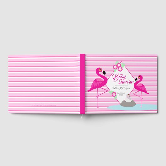 Flamingo heet roze grafisch baby shower gastenboek (Volledig)