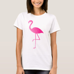Flamingo heet roze ombre geometrisch mesh patroon t-shirt