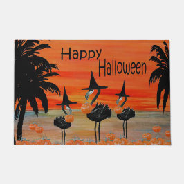 Flamingo heks Halloween deurmat. Deurmat