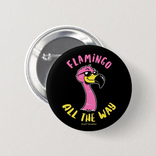 Flamingo helemaal ronde button 5,7 cm (Voorkant /achterkant)