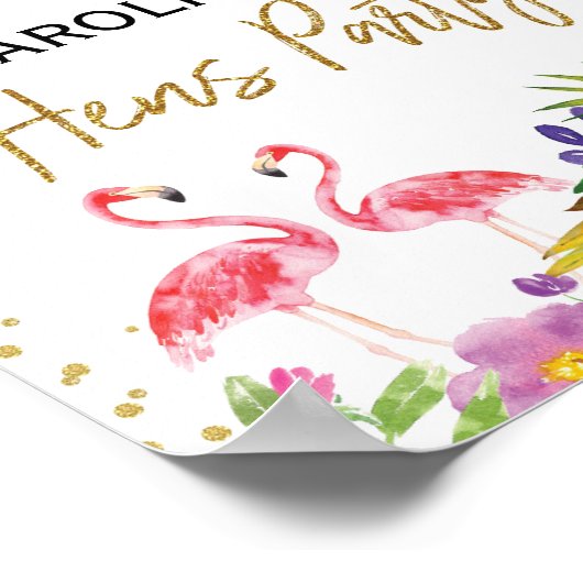 Flamingo Hennenfeest Tropisch Bloemstuk Welkomstbo Poster (Hoek)