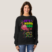 Flamingo Het Is Mardi Gras Yall Carnaval Narrenhoe Trui (Voorkant volledig)