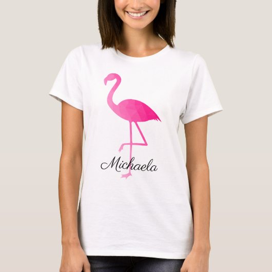 Flamingo hete roze ombre geometrische mesh aangepa t-shirt (Voorkant)