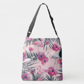 Flamingo Hibiscus Oerwoud Siesta #2 #tropical Crossbody Tas (Achterkant)