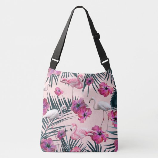 Flamingo Hibiscus Oerwoud Siesta #2 #tropical Crossbody Tas (Voorkant)
